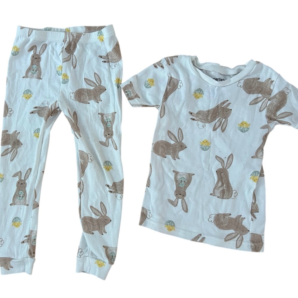 Carter's White and Brown Bunny Pajama Set